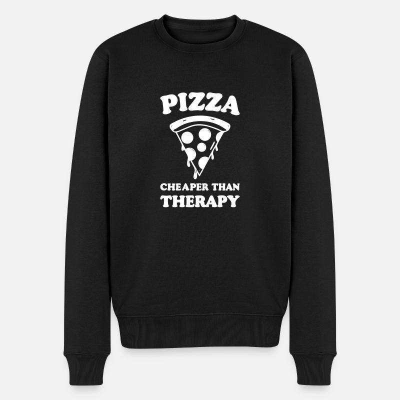Pizza billiger als Therapie - Männer Premium Bio Pullover - Schwarz