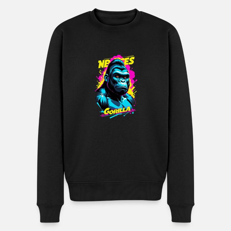 Gorilla mit Goldkette - Männer Premium Bio Pullover - Schwarz