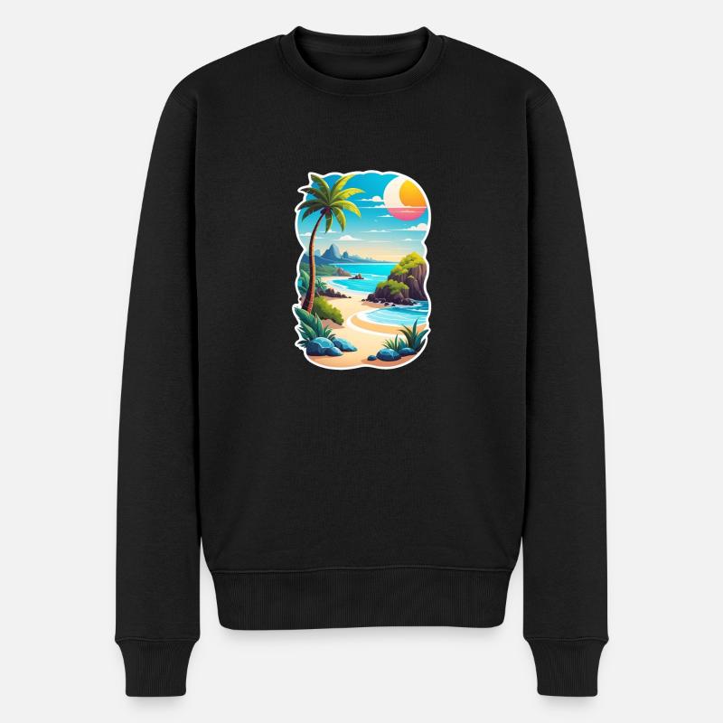 Strandurlaub Sonne Meer - Männer Premium Bio Pullover - Schwarz