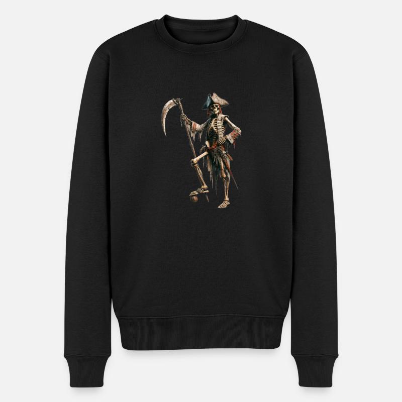 Knochenpirat mit Sense - Männer Premium Bio Pullover - Schwarz