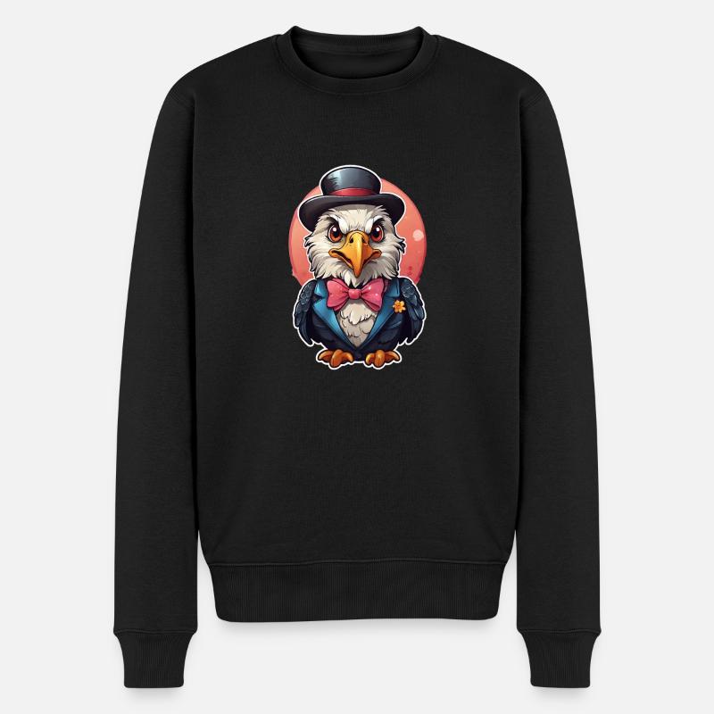 Lustiger Adler Comic - Männer Premium Bio Pullover - Schwarz