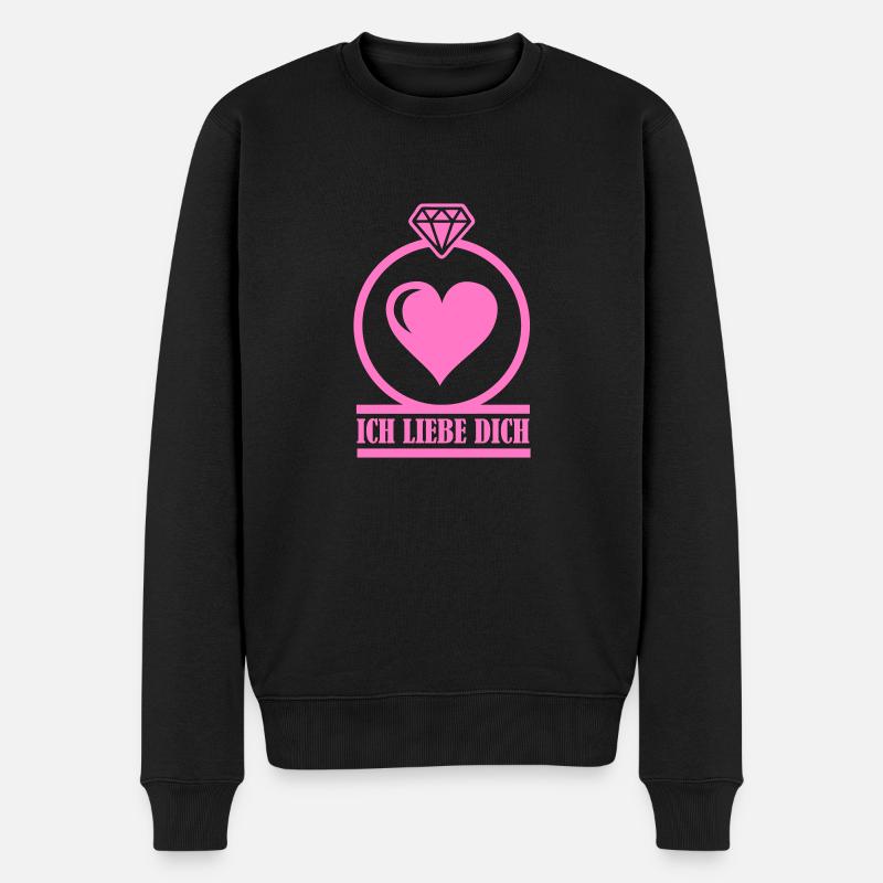 ich liebe dich - Männer Premium Bio Pullover - Schwarz