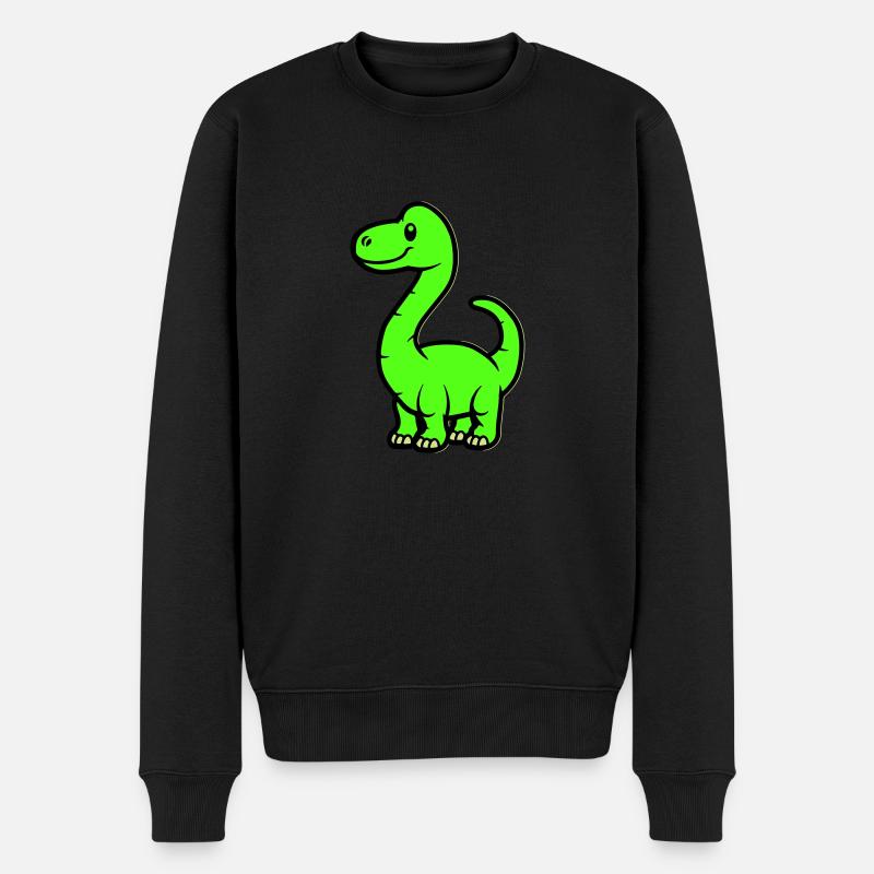 dinosaurier brontosaurus comic - Männer Premium Bio Pullover - Schwarz