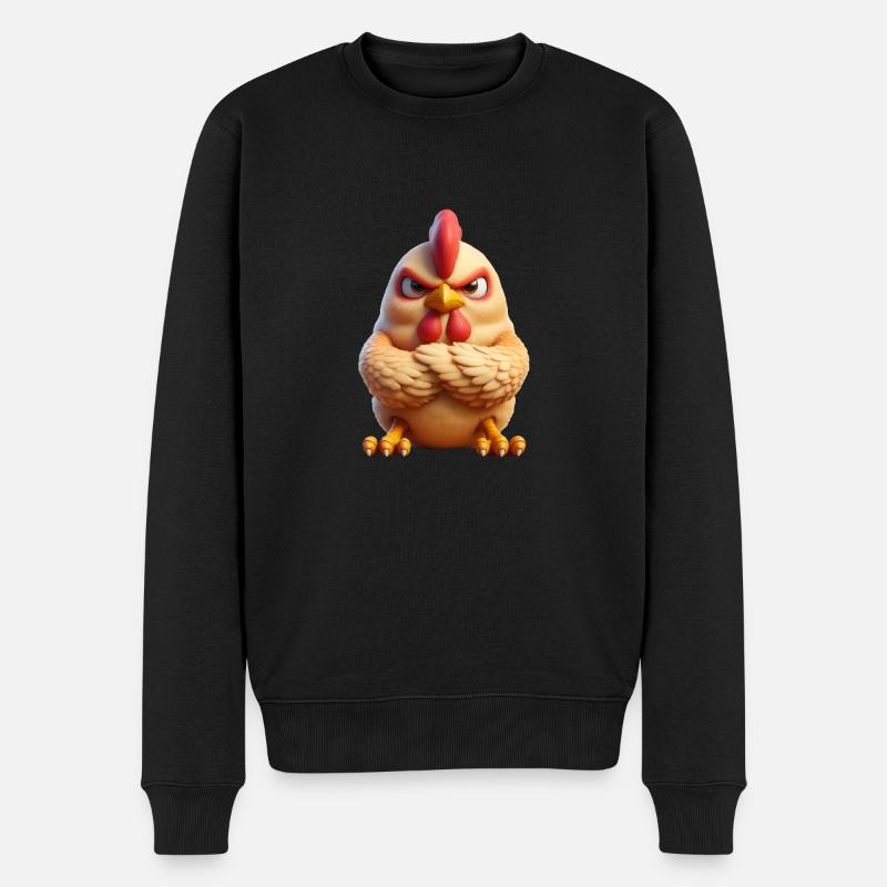 Hahn grimmig 2 - Männer Premium Bio Pullover - Schwarz