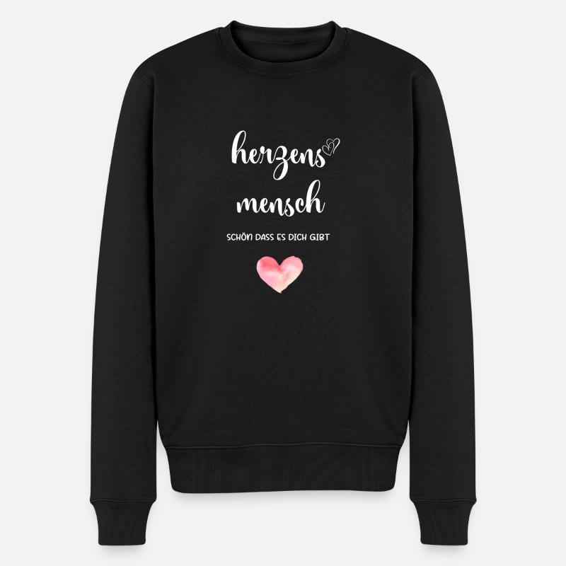 Herzensmensch - Männer Premium Bio Pullover - Schwarz