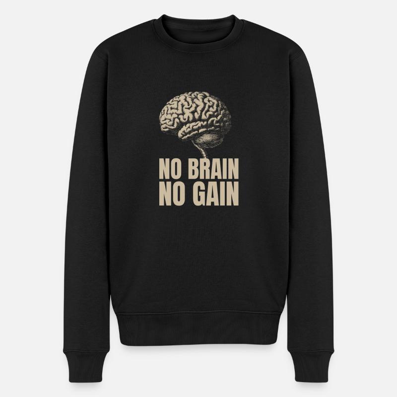 No Brain No Gain - Pull Premium bio Homme - noir