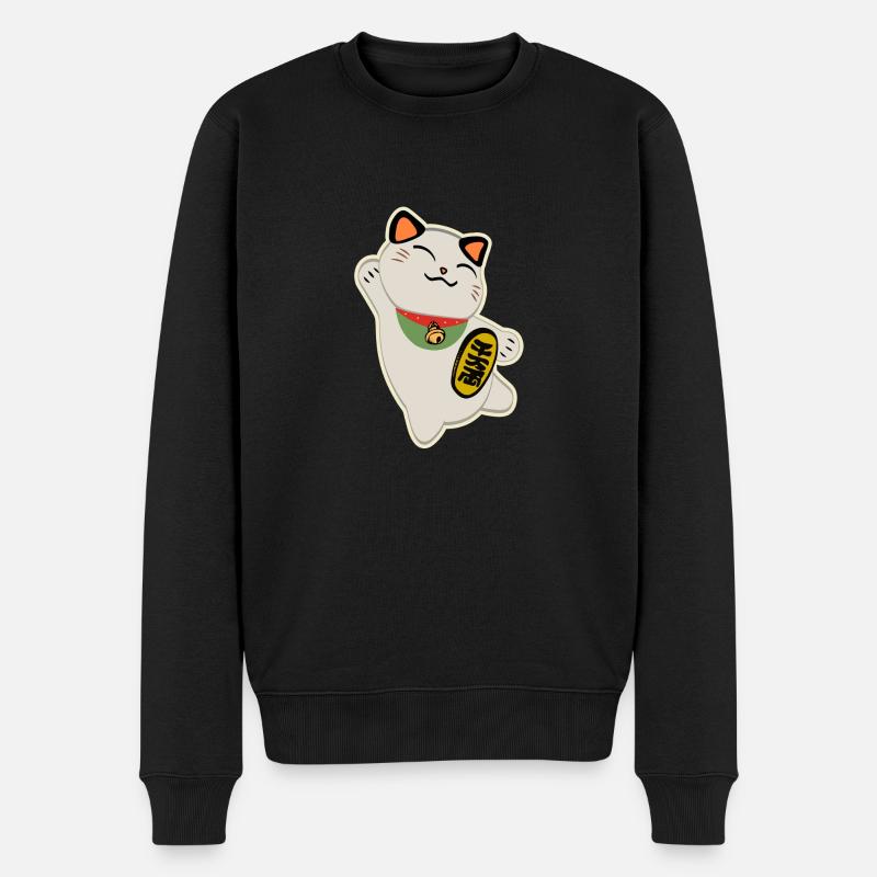 Maneki Neko (chat chanceux) - Pull Premium bio Homme - noir