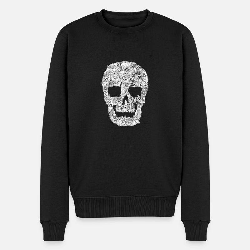 Lustiges Katzen-Schädel-Miezekatze-Katzen-Kätzchen-ironisches Haustier-Geschenk - Männer Premium Bio Pullover - Schwarz