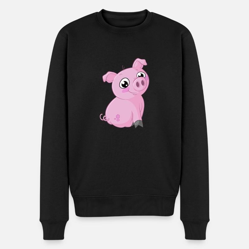 Süßes Comic Schweinchen - Männer Premium Bio Pullover - Schwarz