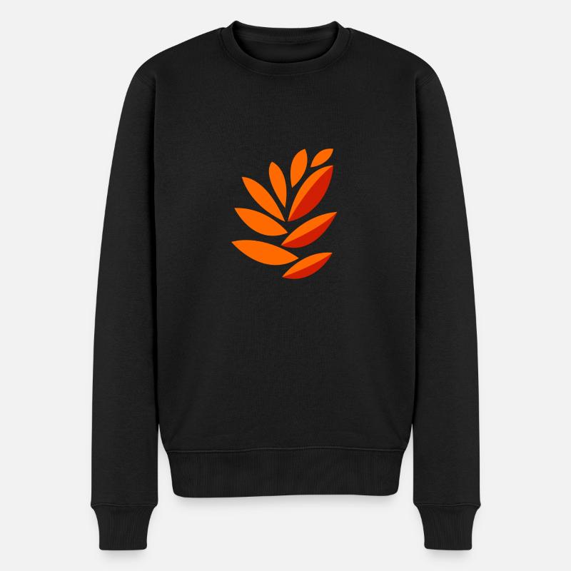 Zeichnung orange Blätter - Männer Premium Bio Pullover - Schwarz