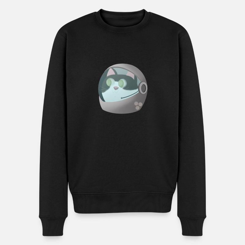 Astronauten Katze - Männer Premium Bio Pullover - Schwarz