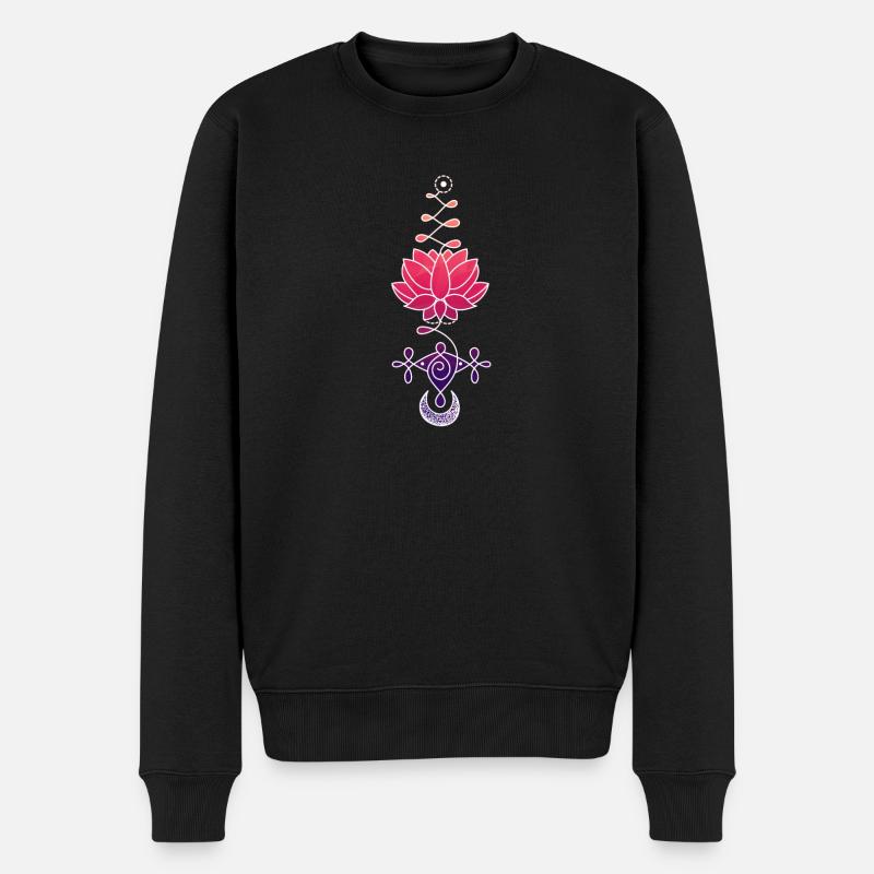 Ätherisches Lotusblütensymbol - Männer Premium Bio Pullover - Schwarz