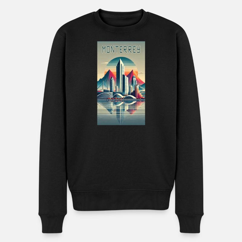 Monterrey Mexiko Modern Design - Männer Premium Bio Pullover - Schwarz