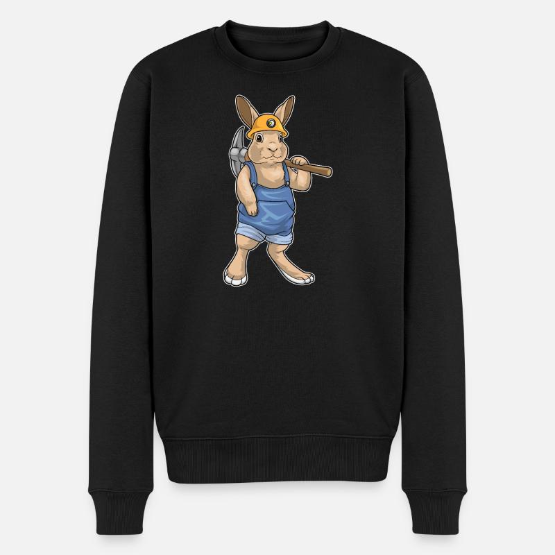 Hase Bergarbeiter Spitzhacke Bergbau - Männer Premium Bio Pullover - Schwarz