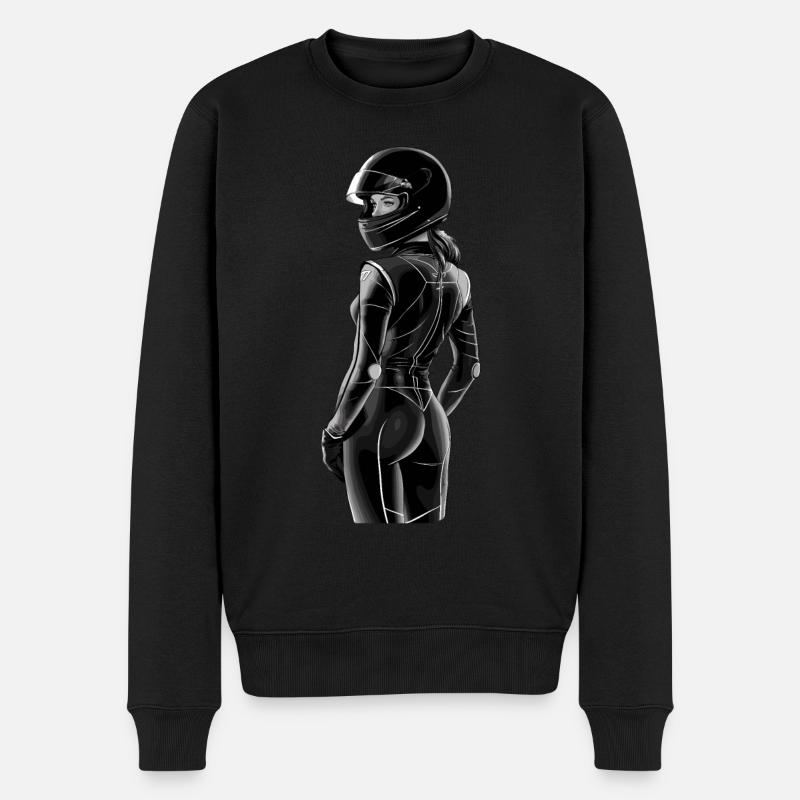 Motorradfahrerin Motorrad für eine - Männer Premium Bio Pullover - Schwarz