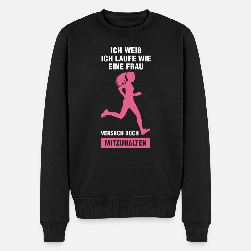 Läuferin Sport Joggerin Geschenk - Männer Premium Bio Pullover - Schwarz