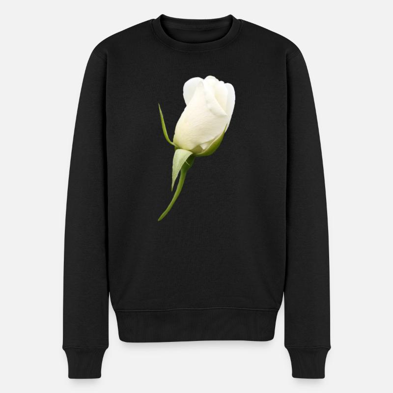 fleur blanche rose blanche - Pull Premium bio Homme - noir