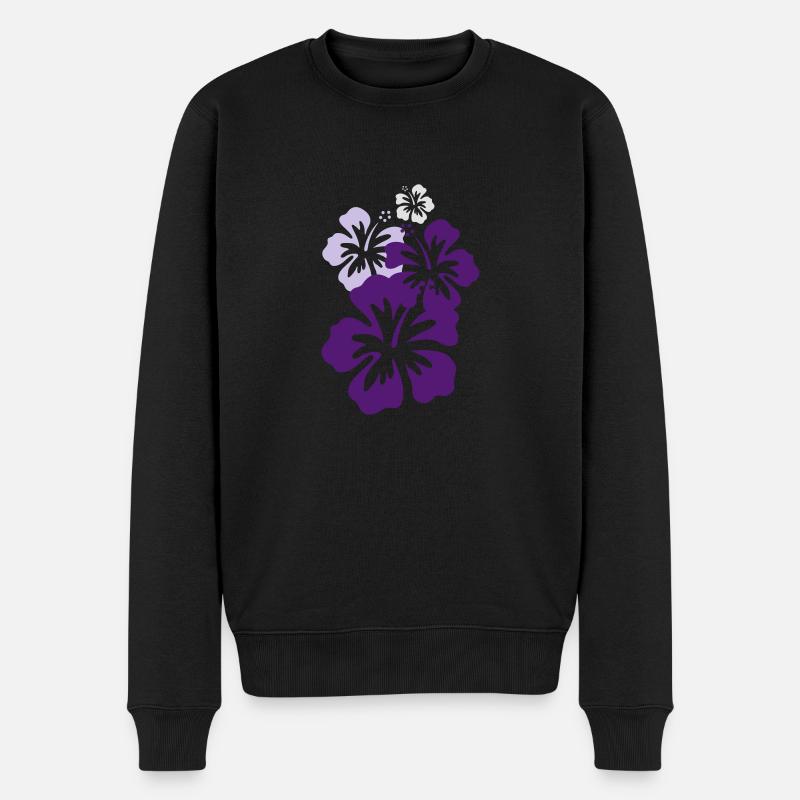 hibiskus violett - Männer Premium Bio Pullover - Schwarz