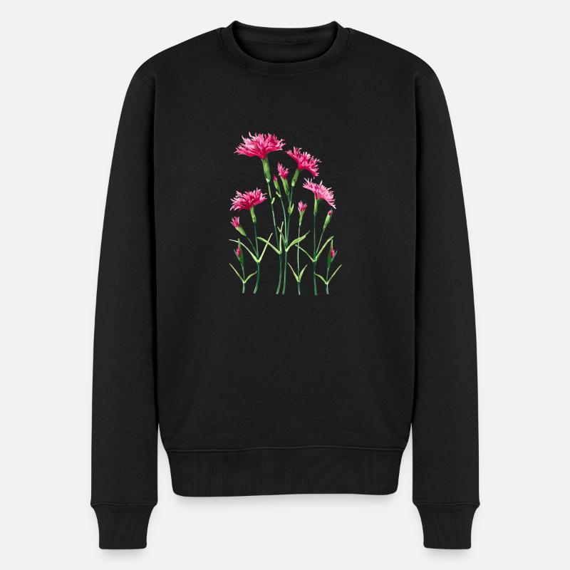 Blumen - Männer Premium Bio Pullover - Schwarz
