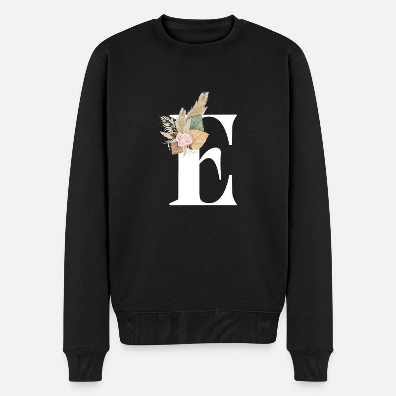 lettre E fleuris - Pull Premium bio Homme - noir
