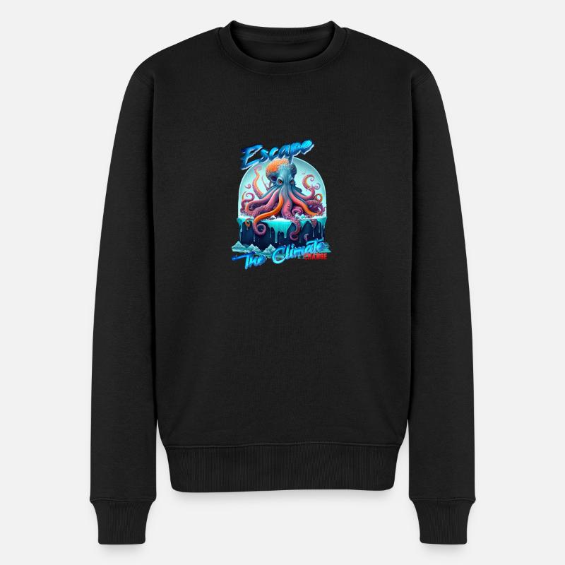 ESCAPE THE CLIMATE (changement) - Octopus Version - Pull Premium bio Homme - noir