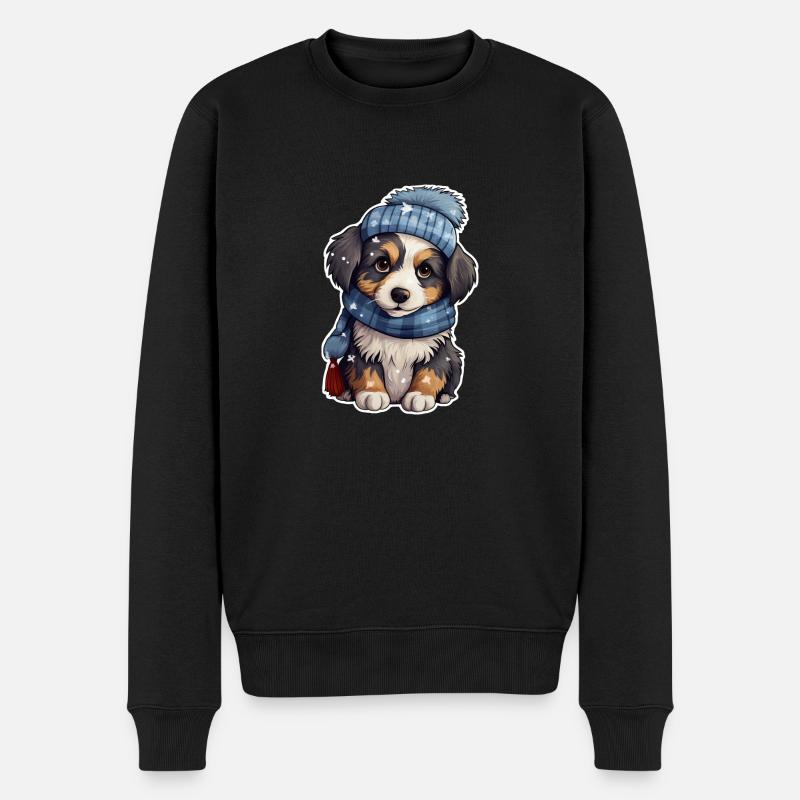 Chiot mignon en hiver - Pull Premium bio Homme - noir