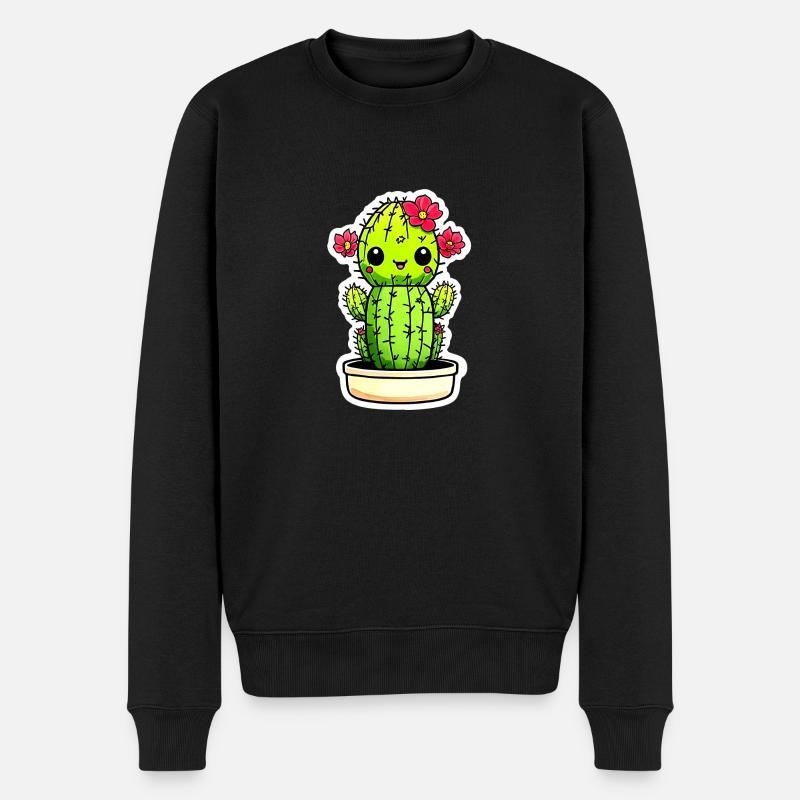 Cactus Mignon Kawaii - Pull Premium bio Homme - noir
