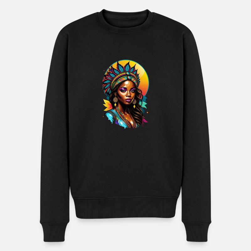 Afro Frau - Schönheit - Männer Premium Bio Pullover - Schwarz
