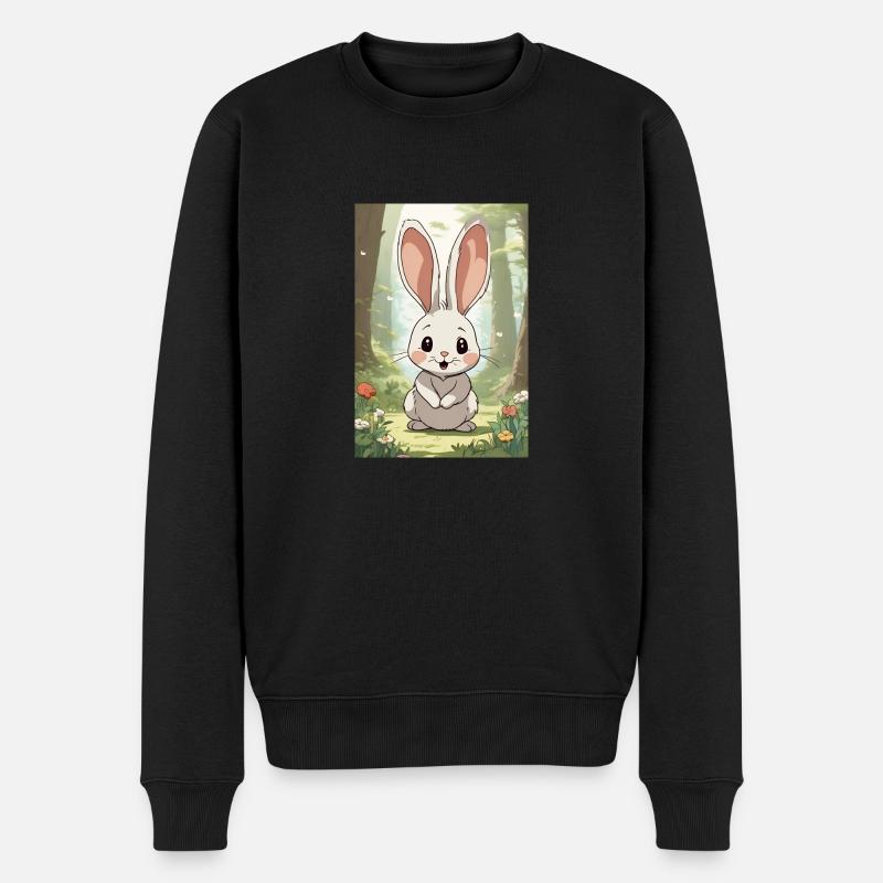 Cartoon Hase - Männer Premium Bio Pullover - Schwarz