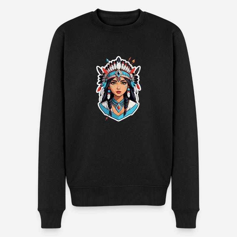 Indianer - Indianer - USA - Männer Premium Bio Pullover - Schwarz