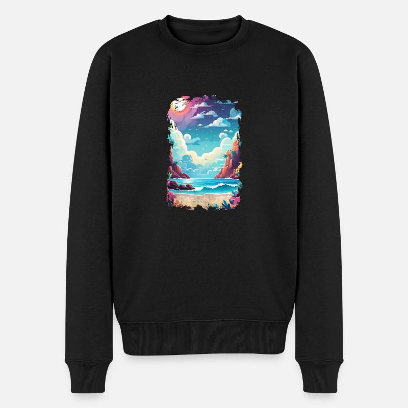 plage vacances soleil mer - Pull Premium bio Homme - noir