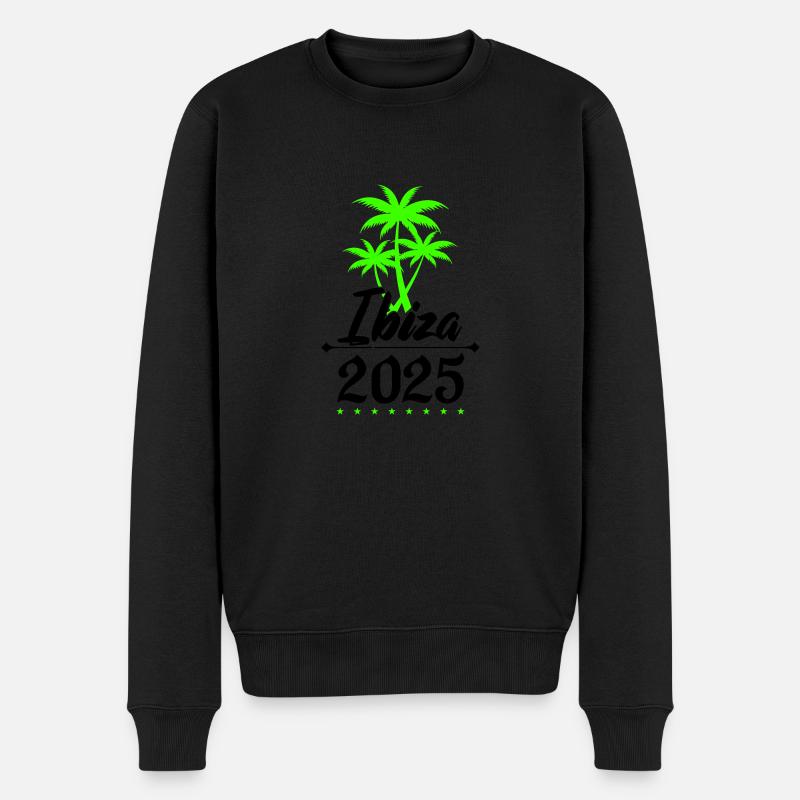 ibiza 2025 palmen - Männer Premium Bio Pullover - Schwarz