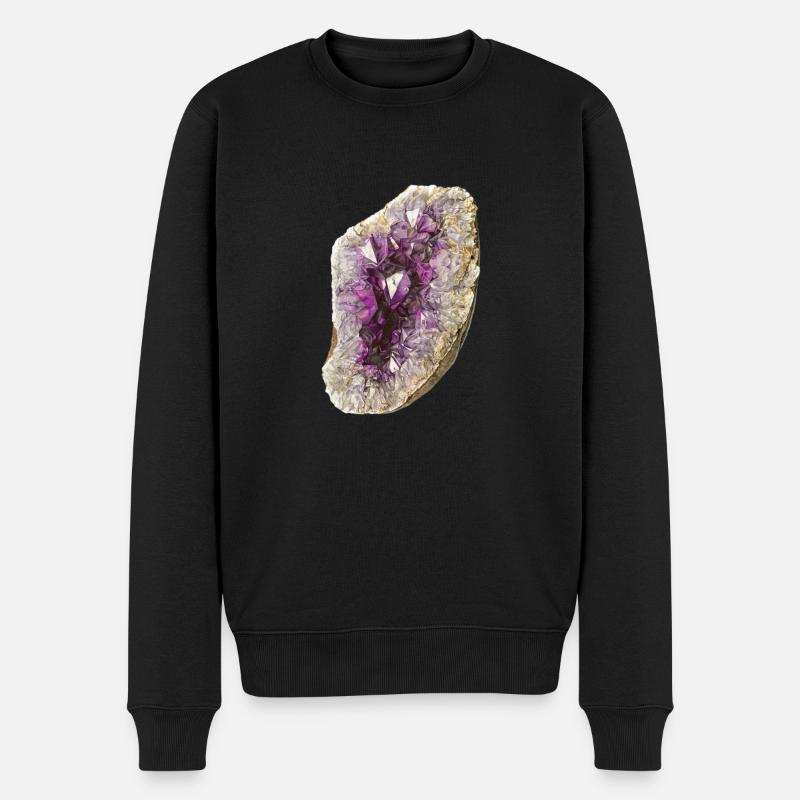 Amethyst Druse Zeichnung - Männer Premium Bio Pullover - Schwarz