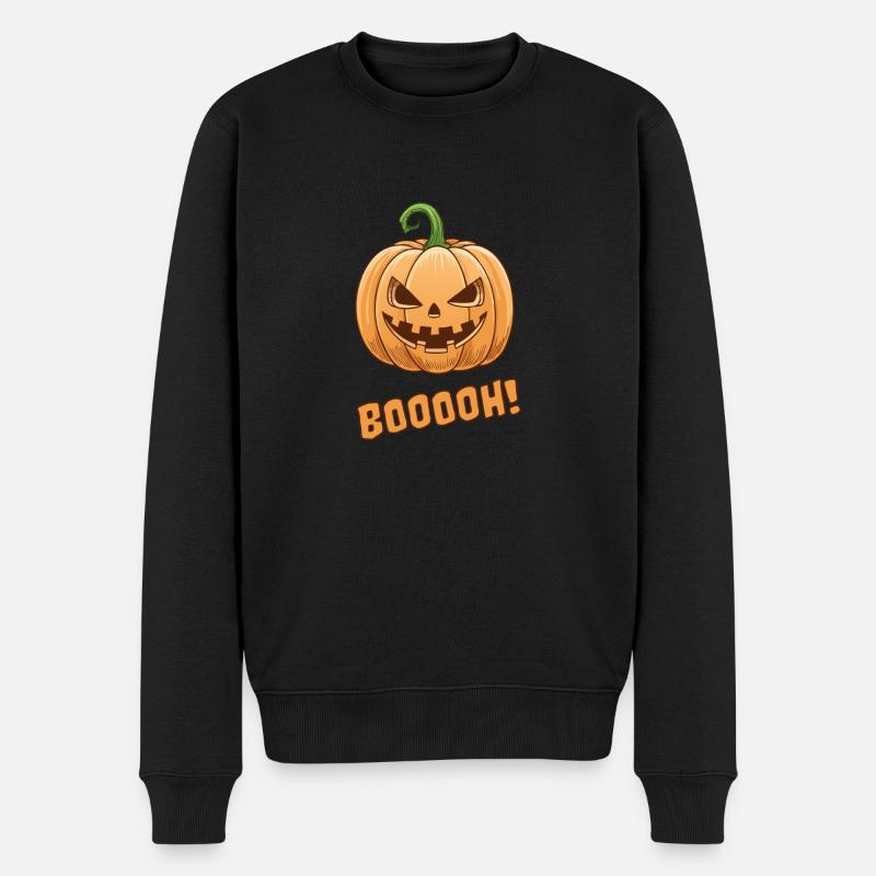 Halloween-Pumpkin - Männer Premium Bio Pullover - Schwarz