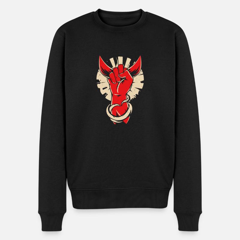 Teufelshörner Hand - Männer Premium Bio Pullover - Schwarz