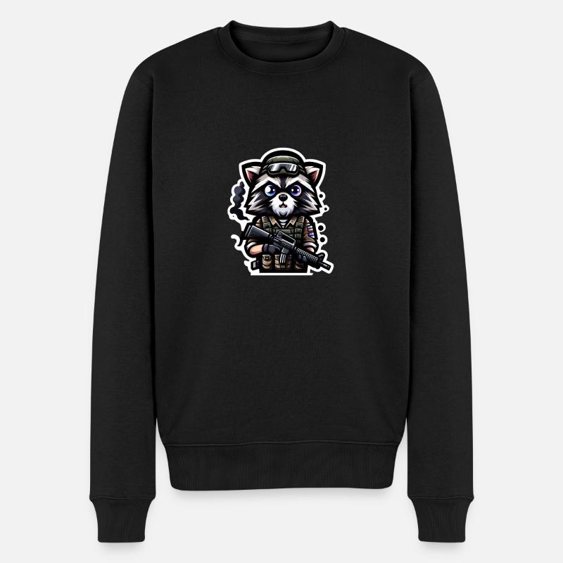 Raccoon Squat - Männer Premium Bio Pullover - Schwarz