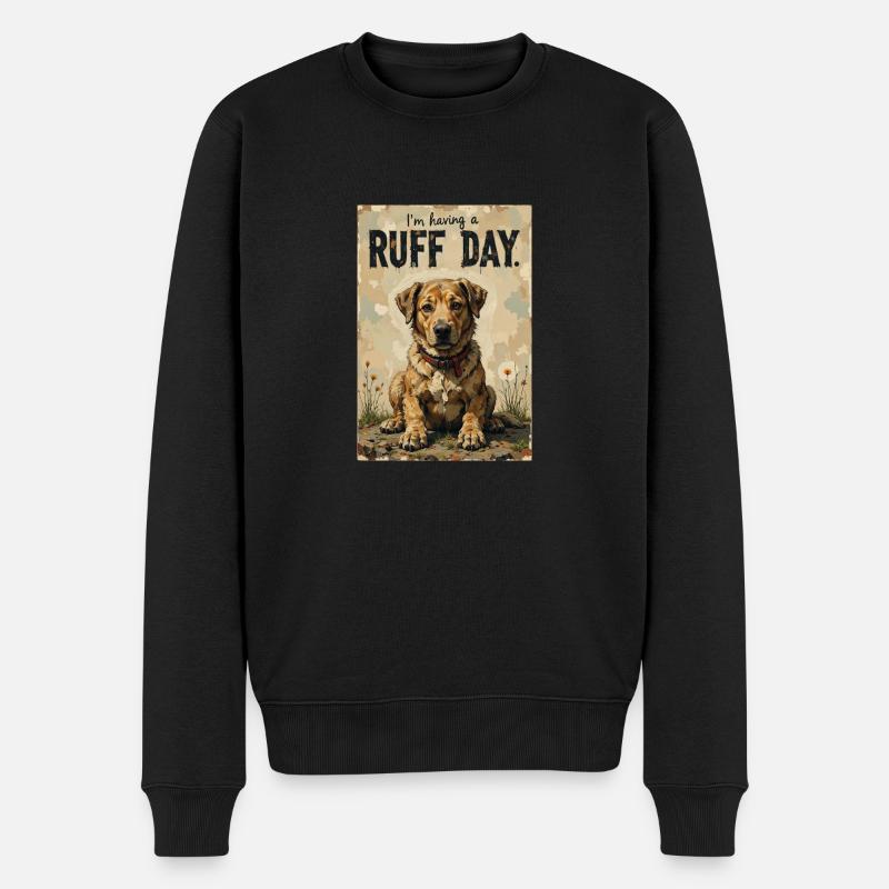 Chien, dure journée. - Pull Premium bio Homme - noir
