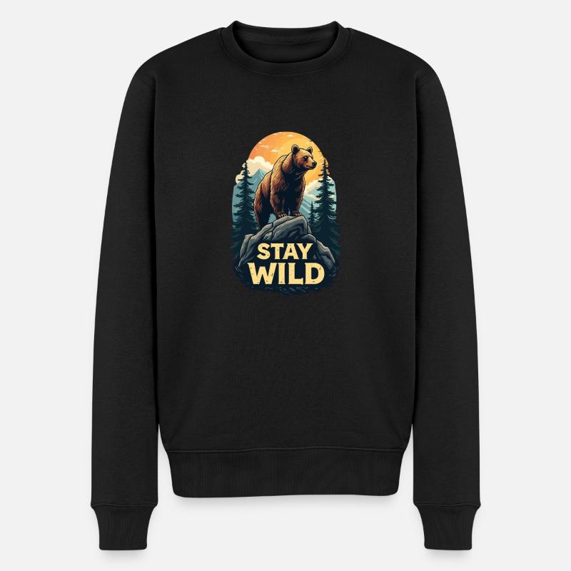 Ours Restez sauvage - Pull Premium bio Homme - noir