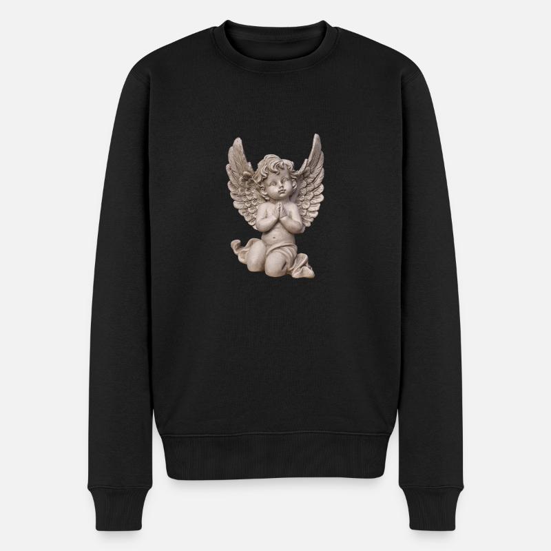 ange gardien avec des ailes comme un cadeau - Pull Premium bio Homme - noir