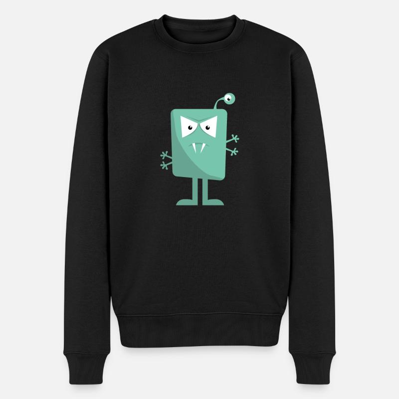 3 Augen Monster - Männer Premium Bio Pullover - Schwarz