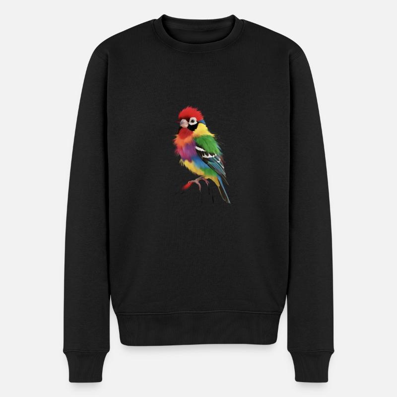 Lebendiges Spektrum-Finch - Männer Premium Bio Pullover - Schwarz