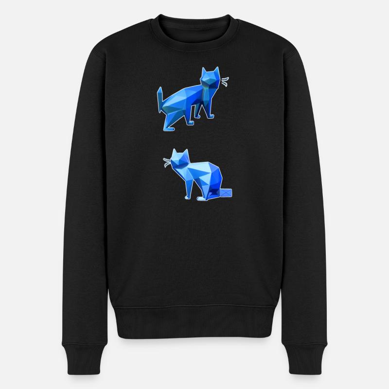 Duo Chat Polygone Bleu - Pull Premium bio Homme - noir