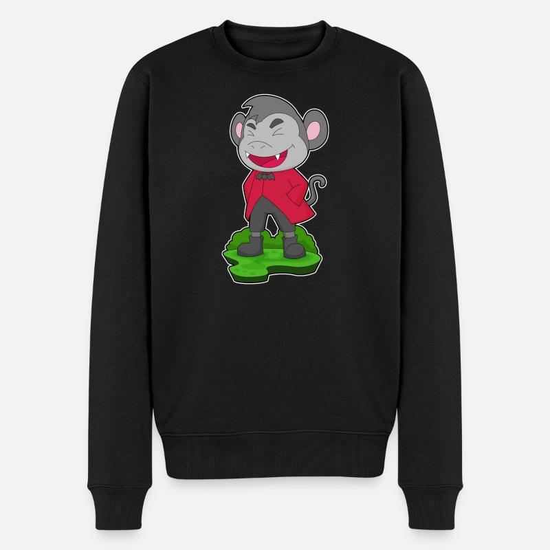 Affe Halloween Vampir - Männer Premium Bio Pullover - Schwarz