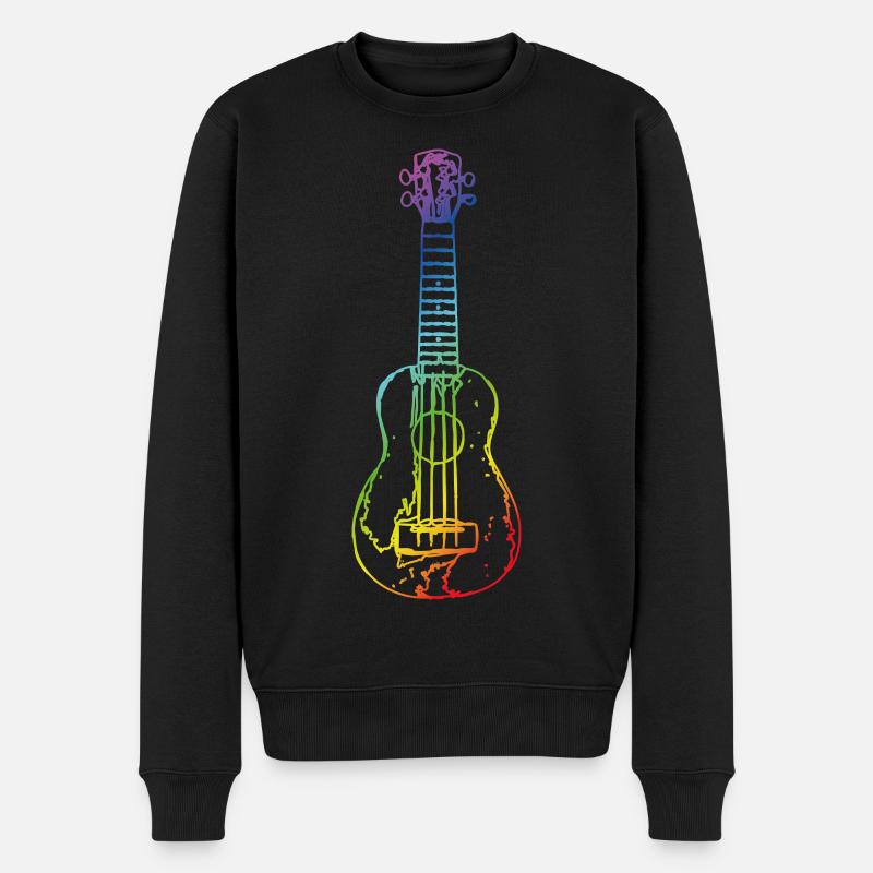 Ukulele im Vintage-Stil - Männer Premium Bio Pullover - Schwarz