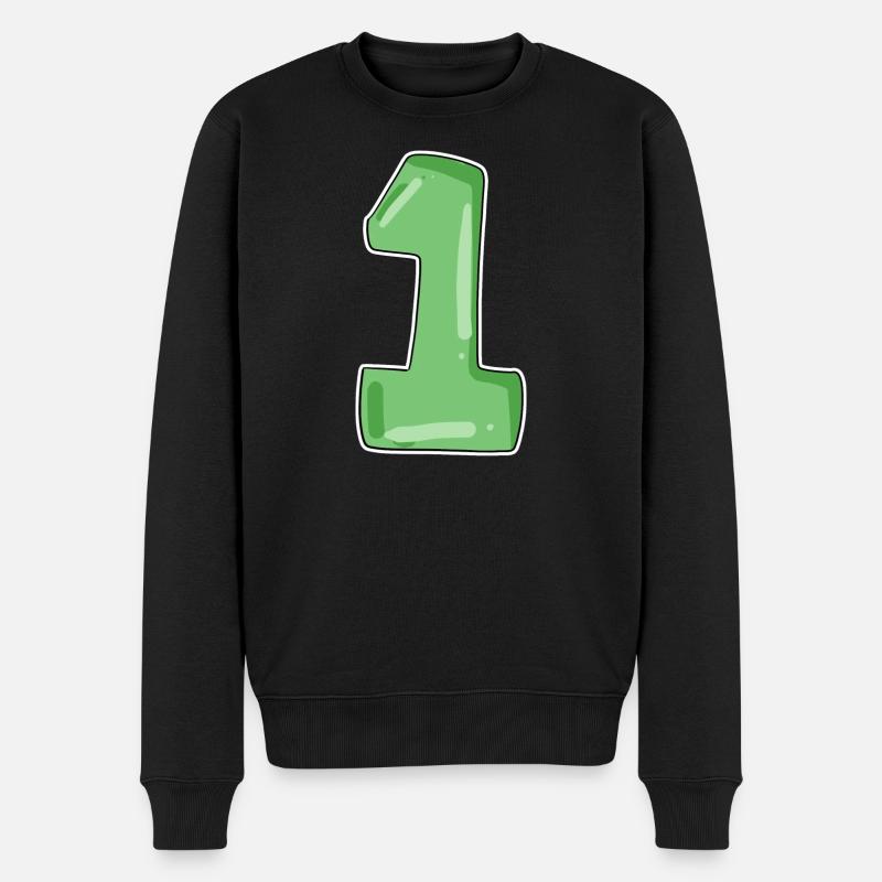Zahl 1 - Männer Premium Bio Pullover - Schwarz