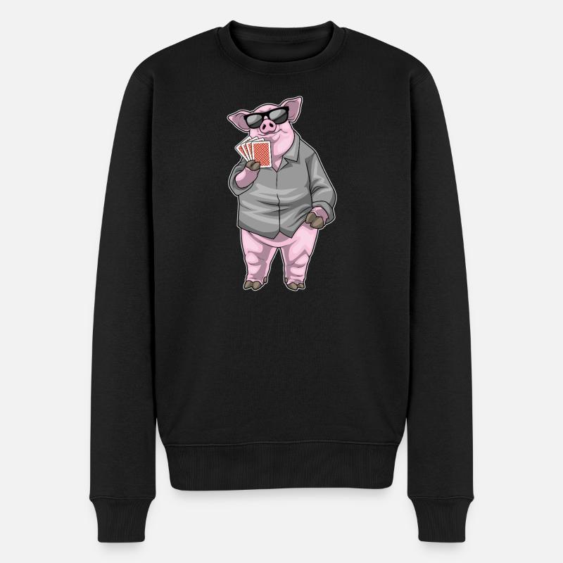Schwein Poker Pokerkarten - Männer Premium Bio Pullover - Schwarz