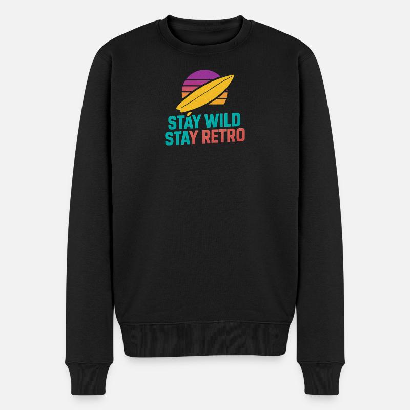 Stay Wild Stay Retro Surf - Pull Premium bio Homme - noir