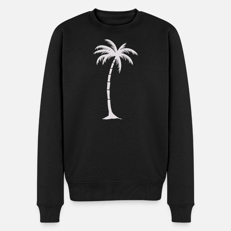 Tropischer Palmenbaum Silhouette - Männer Premium Bio Pullover - Schwarz