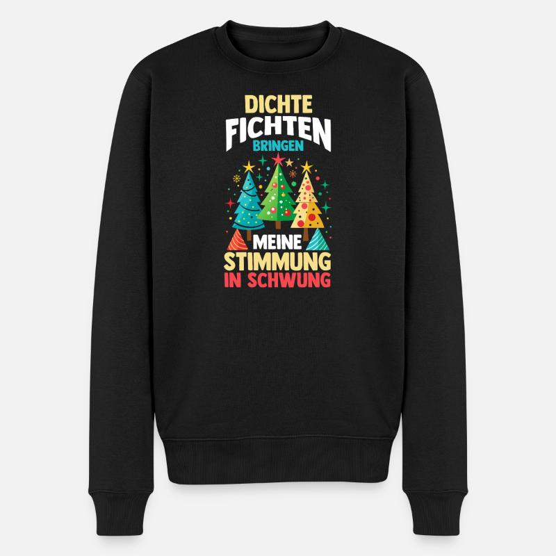 Weihnachtsmann Fichten Weihnachtsbaum Weihnachten - Männer Premium Bio Pullover - Schwarz
