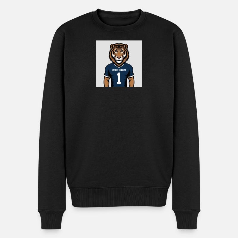 Tiger Maskottchen Jersey Druck - Männer Premium Bio Pullover - Schwarz